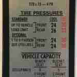 1969 Camaro Z28 Tire Pressure Decal
