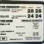 1971-73 Camaro Z28 Tire Pressure Decal